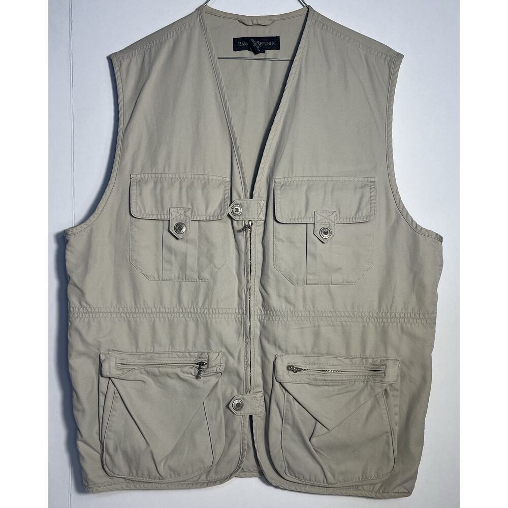 Banana Republic Mens Size Small Khaki Cotton Utility Survival Fishing Vest